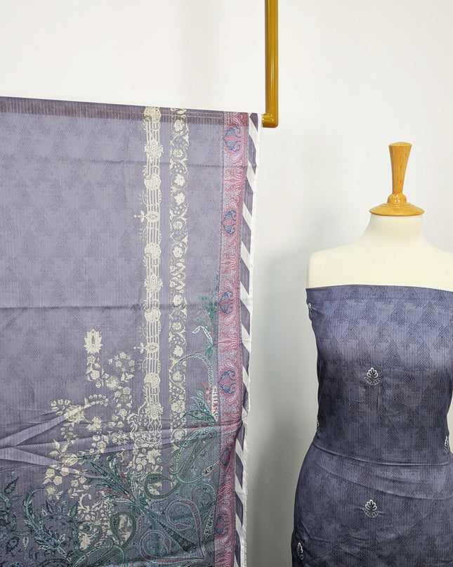 Fancy Embroidered + Digital Printed Lawn
