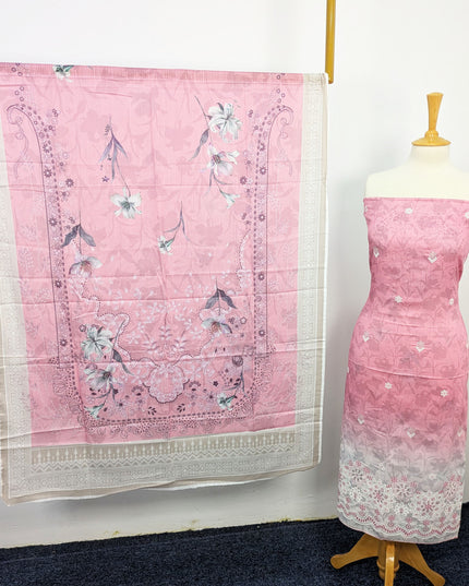Fancy Embroidered + Digital Printed Lawn