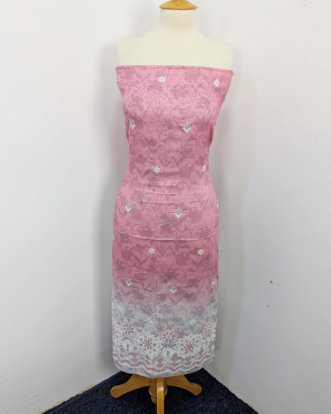 Fancy Embroidered + Digital Printed Lawn