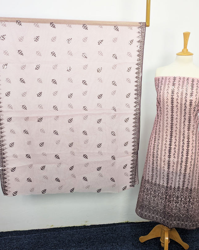 Fancy Embroidered Khaadi Net Full Jaal Unstitched