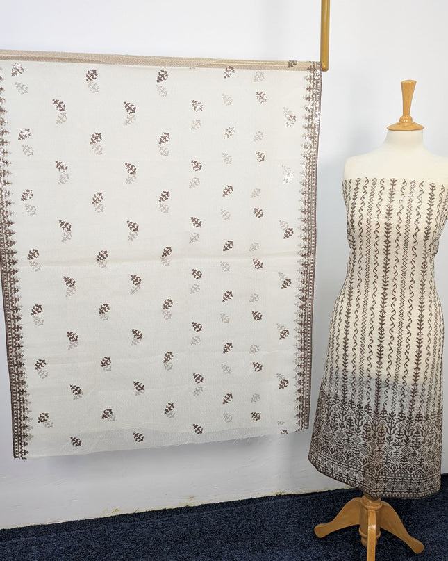 Fancy Embroidered Khaadi Net Full jaal  Unstitched