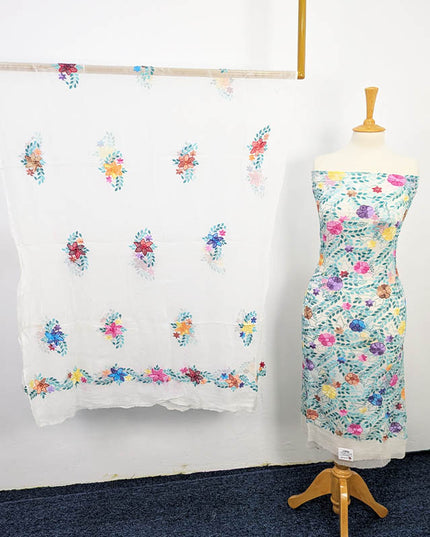 Handmade Pure China Crinkle Kacha Pakka Tanka Multi Color Work