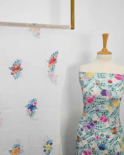 Handmade Pure China Crinkle Kacha Pakka Tanka Multi Color Work