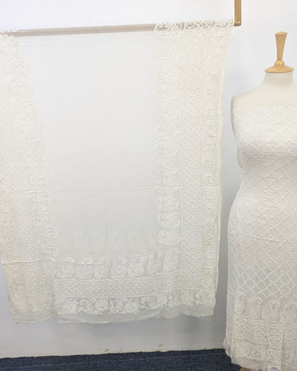 Pure Handmade Dyeable China Crinkle with Chikankari Full Jaal Work 2PC