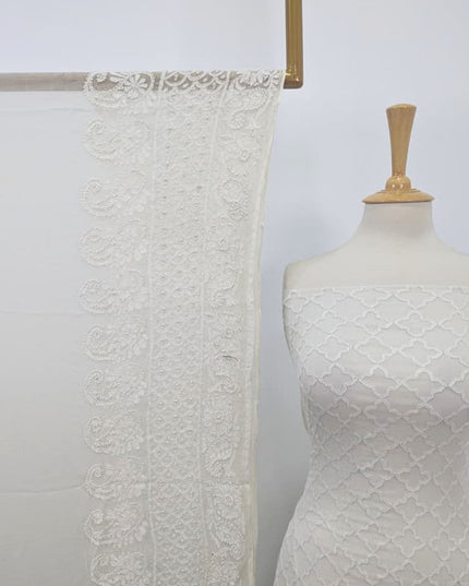 Pure Handmade Dyeable China Crinkle with Chikankari Full Jaal Work 2PC