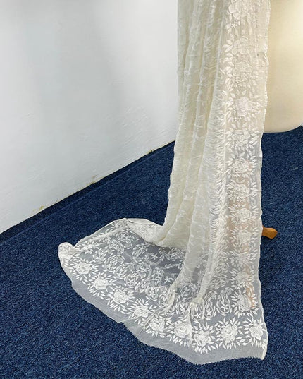Handmade Pure China Crinkle Kacha Pakka Work Dupatta