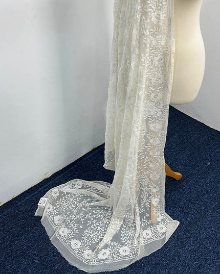 Handmade Pure China Crinkle Kacha Pakka Work Dupatta