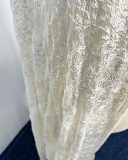 Handmade Pure China Crinkle Kacha Pakka Work Dupatta