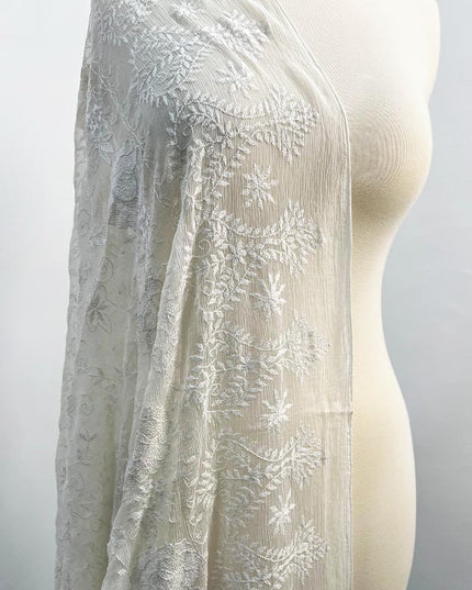 Handmade Pure China Crinkle Kacha Pakka Work Dupatta