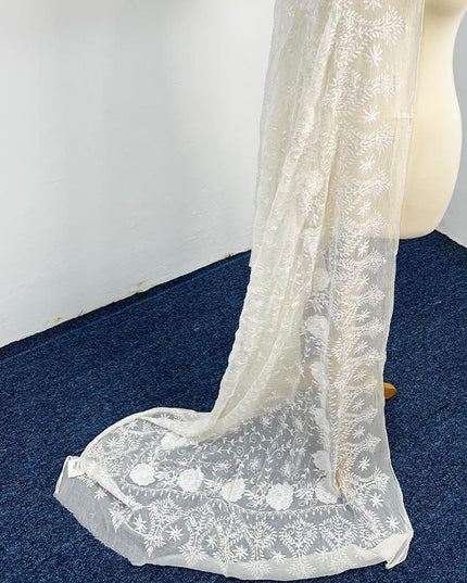 Handmade Pure China Crinkle Kacha Pakka Work Dupatta