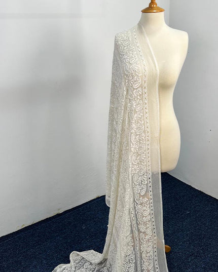 Handmade Pure China Crinkle Tarkashi + Shadow Work Dupatta
