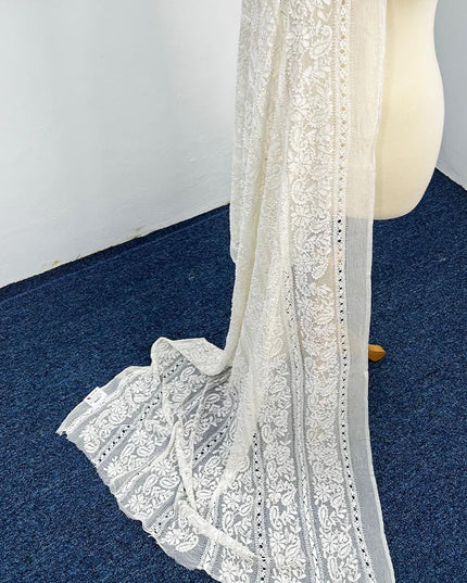Handmade Pure China Crinkle Tarkashi + Shadow Work Dupatta
