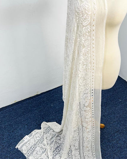Handmade Pure China Crinkle Tarkashi + Shadow Work Dupatta