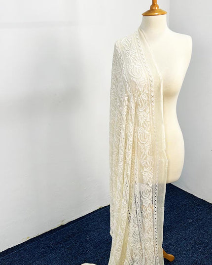 Handmade Pure China Crinkle Tarkashi + Shadow Work Dupatta
