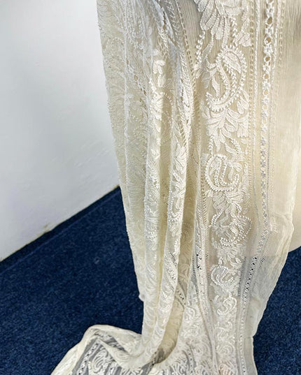 Handmade Pure China Crinkle Tarkashi + Shadow Work Dupatta