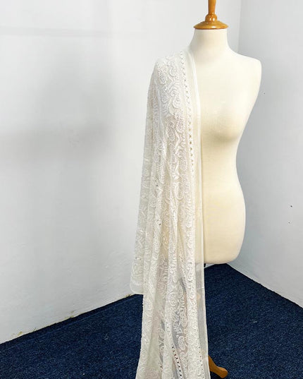 Handmade Pure China Crinkle Tarkashi + Shadow Work Dupatta
