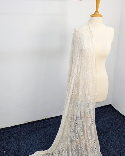Handmade Pure China Crinkle Tarkashi + Shadow Work Dupatta