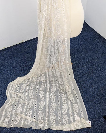 Handmade Pure China Crinkle Tarkashi + Shadow Work Dupatta
