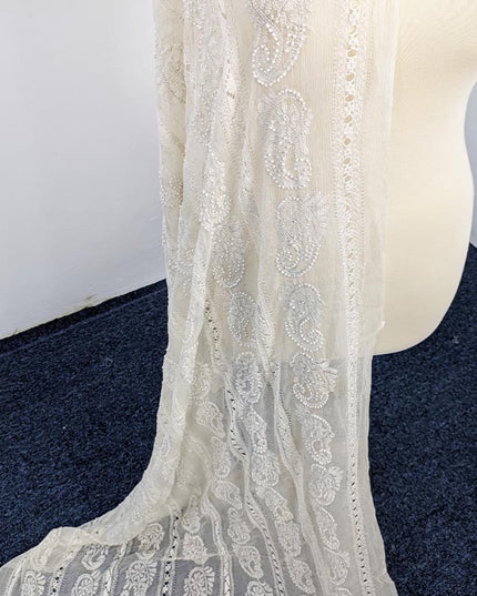 Handmade Pure China Crinkle Tarkashi + Shadow Work Dupatta