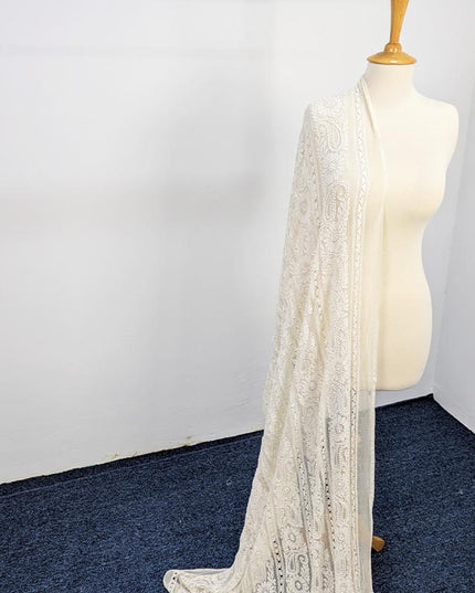 Handmade Pure China Crinkle Tarkashi + Shadow Work Dupatta