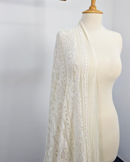 Handmade Pure China Crinkle Tarkashi + Shadow Work Dupatta