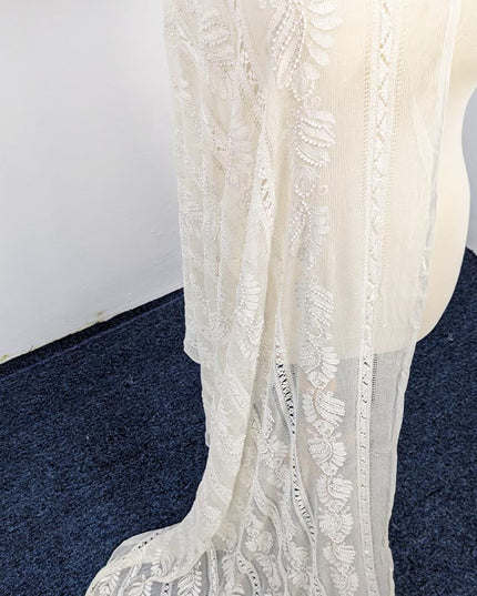 Handmade Pure China Crinkle Tarkashi + Shadow Work Dupatta