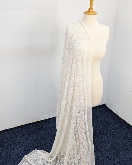 Handmade Pure China Crinkle Tarkashi + Shadow Work Dupatta