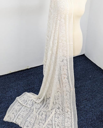 Handmade Pure China Crinkle Tarkashi + Shadow Work Dupatta