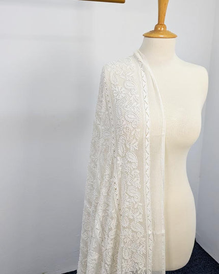 Handmade Pure China Crinkle Tarkashi + Shadow Work Dupatta