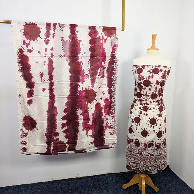 Fancy Digital Printed Lawn With Chikankari Work