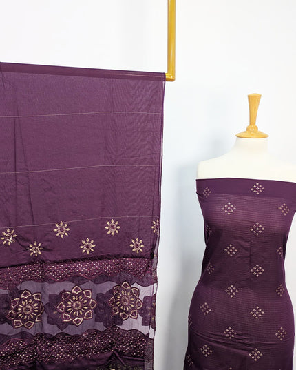 Embroidered Lawn With Laser Cutwork Chikankari