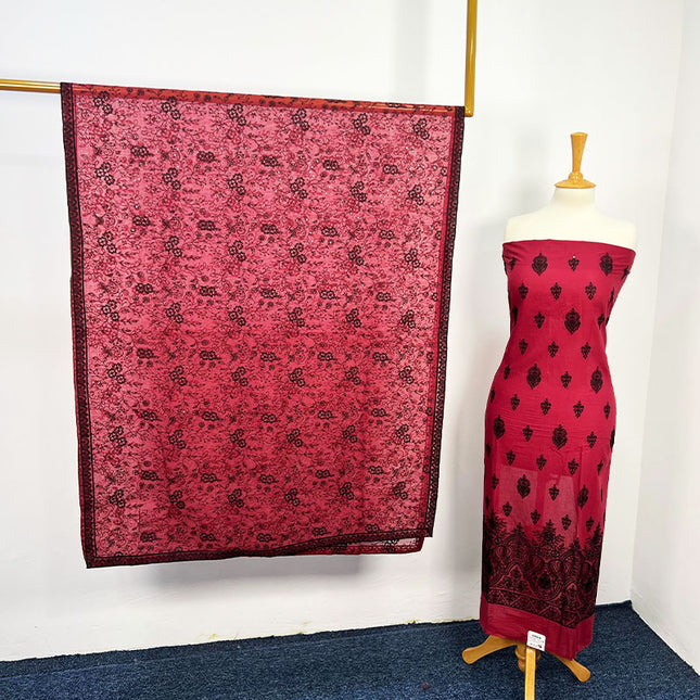 Fancy Embroidered Lawn With Khaadi Net Dupatta