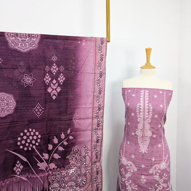 Fancy Embroidered + Printed Lawn