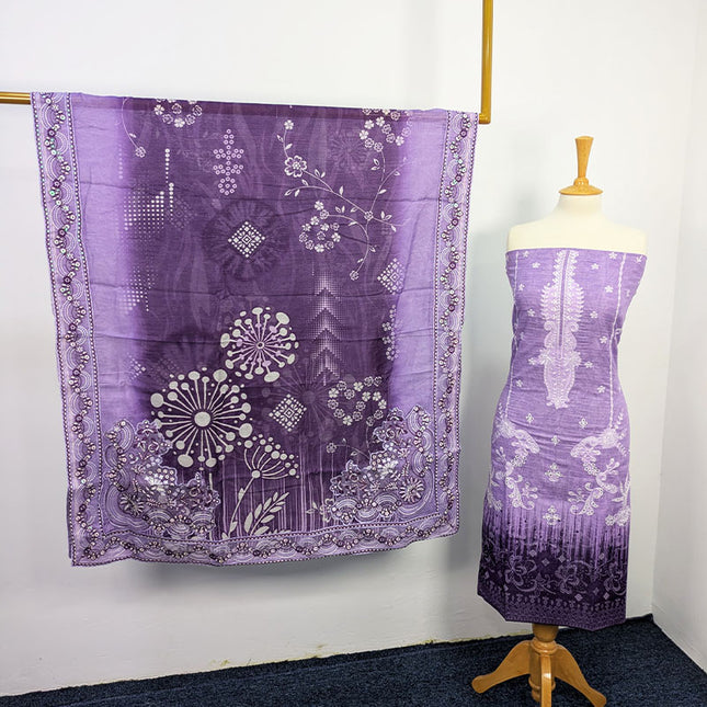Fancy Embroidered + Printed Lawn