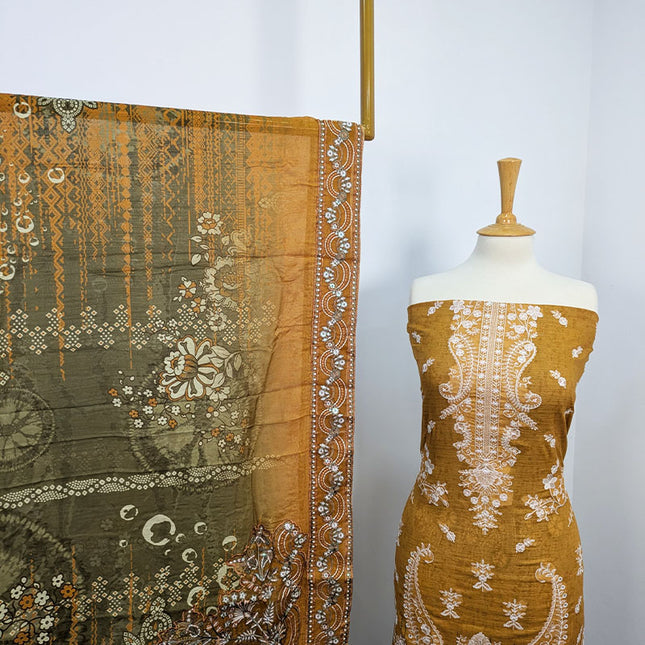Fancy Embroidered + Printed Lawn
