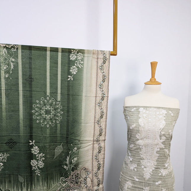 Fancy Embroidered + Printed Lawn