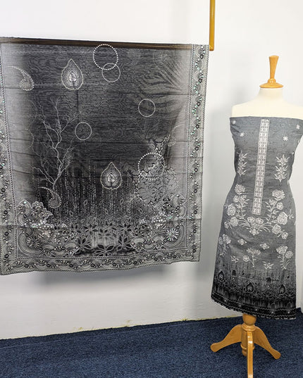 Fancy Embroidered + Digital Printed Lawn