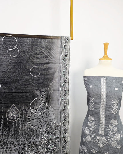 Fancy Embroidered + Digital Printed Lawn