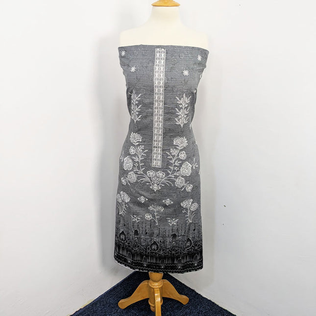 Fancy Embroidered + Digital Printed Lawn