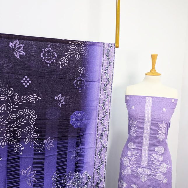 Fancy Embroidered + Printed Lawn