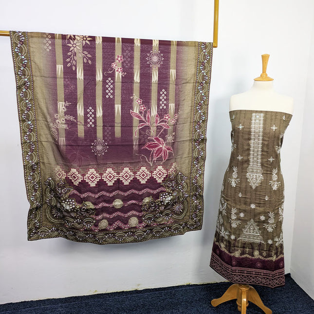 Fancy Embroidered + Printed Lawn