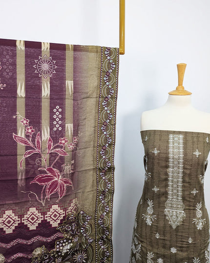 Fancy Embroidered + Printed Lawn