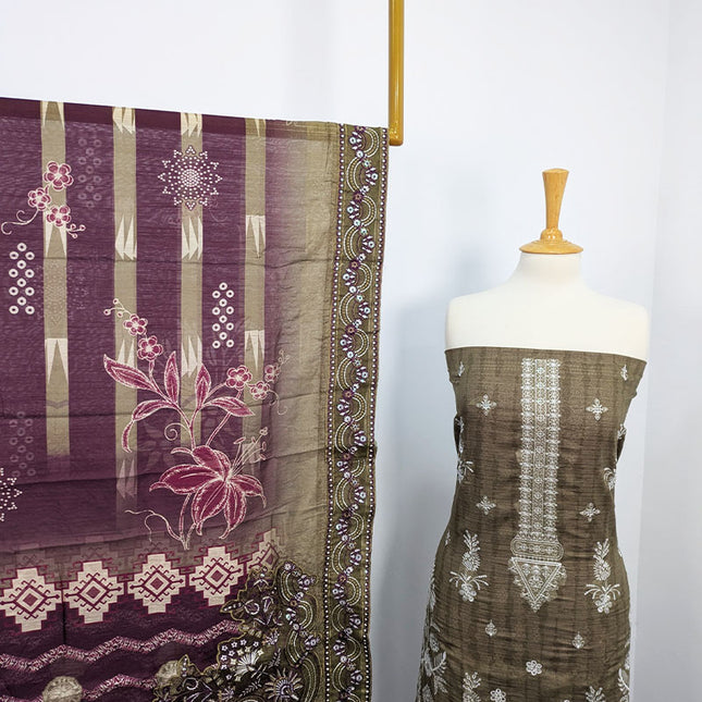 Fancy Embroidered + Printed Lawn