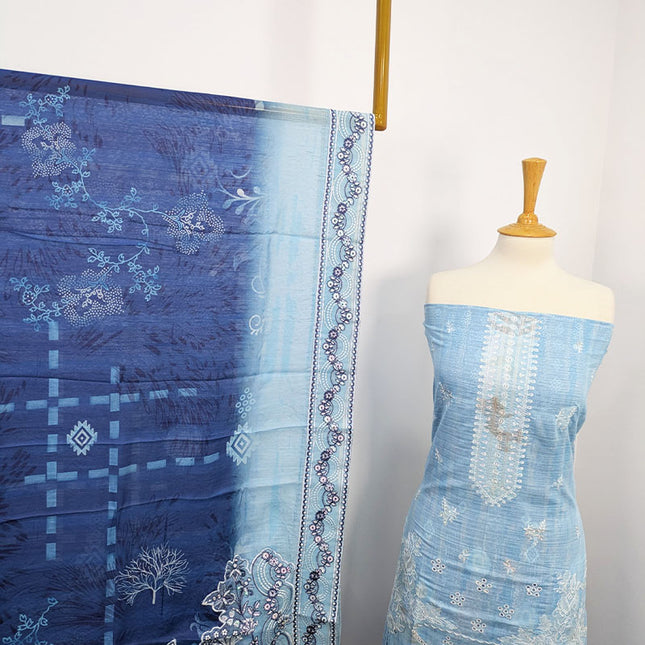Fancy Embroidered + Printed Lawn