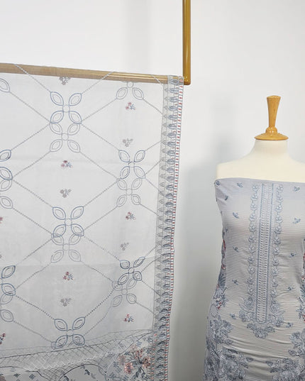 Embroidered Lawn With Organza Dupatta