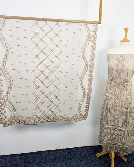 Embroidered Lawn With Net Dupatta