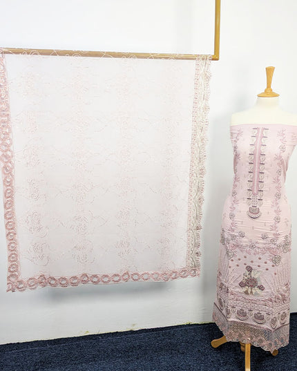 Embroidered Lawn With Net Dupatta