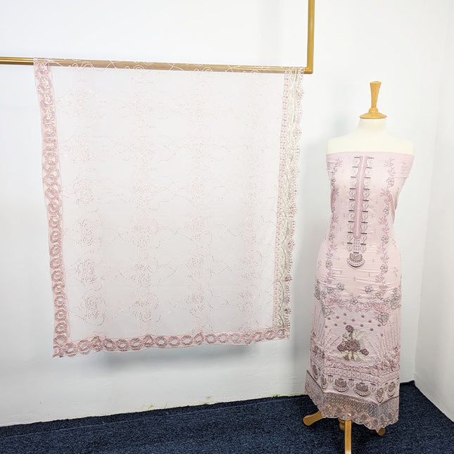 Embroidered Lawn With Net Dupatta