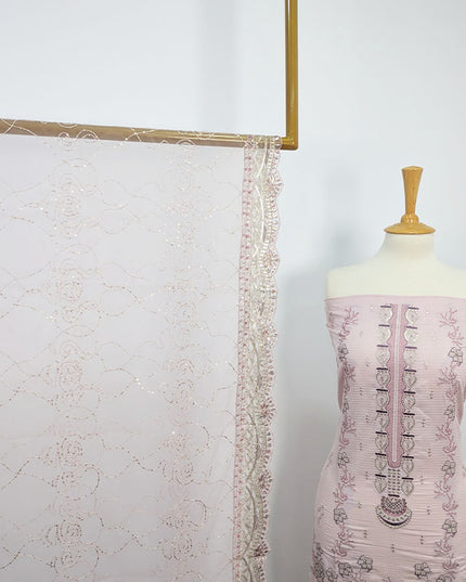 Embroidered Lawn With Net Dupatta