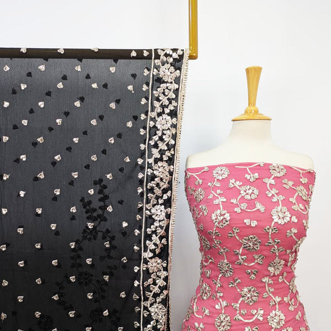 Handmade Full Jaal LCD Gotta Work Chiffon 2PC Unstitched